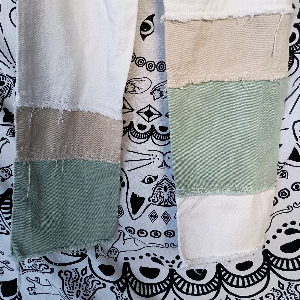 Frayed Patchwork‎ Straight Leg Jeans
